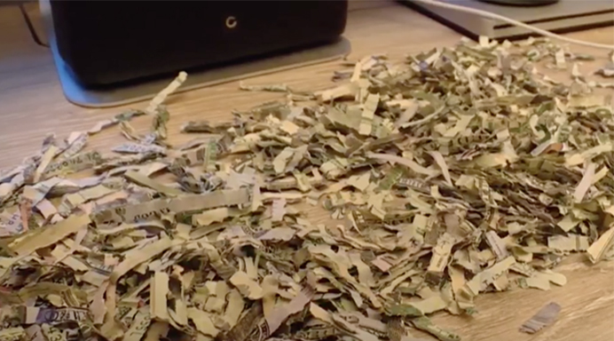 Toddler shreds over $1000 parents had saved to pay debt